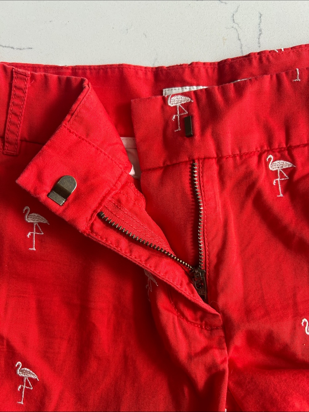 J. Crew Flamingo Embroidered Red Women's Shorts - Picture 4 of 5